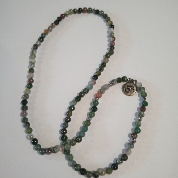 VTG Natural Stone Indian Agate Mala Necklace Properties CleansingStrength Energy - Picture 7 of 7
